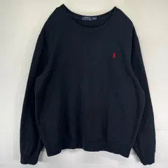 古着 ポロ・ラルフローレン POLO RALPH LAUREN スウェット クルーネック Vネック ワンポイント刺繍ロゴ 2XL  ブラック系 メンズ
