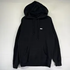 古着 オベイ OBEY パーカー プルオーバー スウェット フーディ M  ブラック系 バックプリント メンズのサムネイル