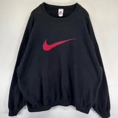 古着 90's/90年代 ナイキ NIKE USA製 スウェット クルーネック ビッグプリントロゴ トレーナー 大きいサイズ 2XL  ブラック系 メンズ