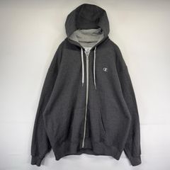 チャンピオンchampion ecoジップパーカー目玉ロゴ刺繍グレー 