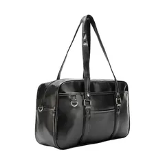 [Ebyec] スクールバッグ 高校生 女子 革 合皮 ボストンバッグ 大容量 軽量 通学 男女兼用 茶色 学生 肩紐長い JK 制服 スクバ 修学旅行 0