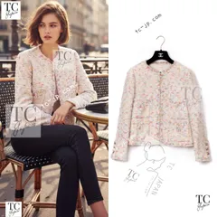 シャネル ジャケット CHANEL アイボリー マルチ ジッパー ウール ツイード カール・ラガーフェルド 貴重 超美品 38