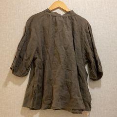 gasa＊grueガサグルー✨ブラウン墨黒花柄刺繍半袖ふんわりコットン