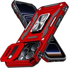 iPhone 17 Pro Max 対応 ケース リング付き 耐衝撃 スライド式カメラプロテクター 衝撃吸収 PC素材 スタンド機能 車載ホルダー対応 MIL規格認証 滑り止め・擦り傷防止 金属リング 17 Pro Max カバー 耐衝撃のサムネイル