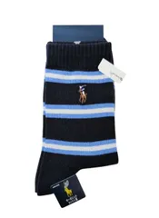 未使用 ポロ ラルフローレン ソックス メンズ 25-27ｃｍ 靴下 ワンポイント刺繍 ネイビー 水色　紺 ナイガイ 紳士用 POLO RALPH LAUREN  カジュアル