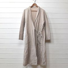 ネストローブ リネン100% カシュクールギャザーワンピース ロング