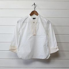 OUTIL 長袖 シャツ ノーカラー ホワイト コットン シルク 日本製 