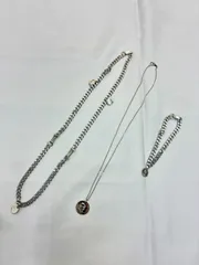 N【ビンテージ】シルバー レディース アクセサリー チャーチルクラウン モチーフ 銀貨 ネックレス ブレスレット