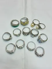 N【中古品】アクセサリー 指輪 13点 セット まとめ売り 石付き SV 925 パール 一部刻印あり