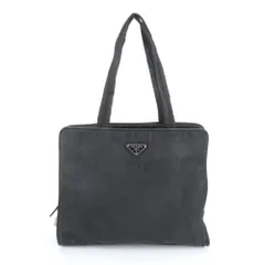 プラダ テスート ナイロン トライアングルロゴ トート バッグ 肩掛け ショルダー ハンド ブラック 黒 レディース REE DV5-10【中古】