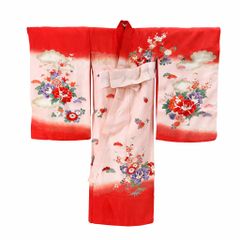 お宮参り ピンク 花柄 着物ドレス と肌襦袢 - メルカリ