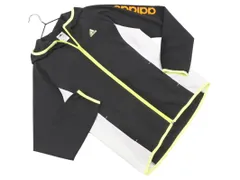 adidas アディダス ロゴ刺繍 プリント ジップアップ パーカー sizeM/黒 ■◇ レディース