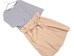 BEAMS HEART ビームスハート ボーダー 長袖 フェイクレイヤード ワンピース 白ｘ紺ｘベージュ ■◇ レディース