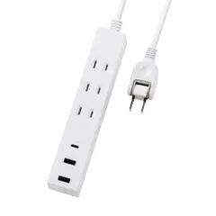 エレコム 電源タップ USB コンセント 15W AC×3個口 USB-A×2 USB-C×1 1.5m 極性プラグ対応 (N極) ホワイト ECT-38-3A2C15WHkoe 759da36f