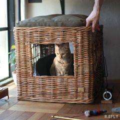 ラタン製 猫トイレカバー 猫ハウス - メルカリ