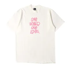 【新品】STUSSY ステューシー Tシャツ ホワイト 白 サイズ:L | 00s ONE WORLD ONE LOVE ショーンフォントロゴ Tシャツ | デッドストック 半袖 ショート ハーフ スリーブ カットソー【メンズ】