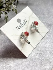 765≫ クリアレジン×ピンクビジューイヤリング｜ネジバネ式｜小ぶり上品アクセサリー
