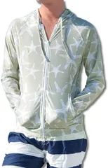 AUNI(アウニイ) ラッシュガード 長袖 マリン スポーツ ウェア メンズ B デザートカーキ (デザートカーキ / B タイプ,  L)