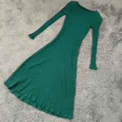 ザラ　ZARA  リブ編みロングワンピース　レディース　グリーン　Sサイズ