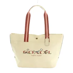 コーチ COACH × PEANUTS トートバッグ キャンバス 刺繍 アイボリー 赤 C4913 /MI ■OS