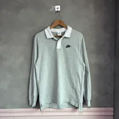 ナイキ スウッシュ ビックロゴ ラグビーシャツ ロングスリーブ グレー