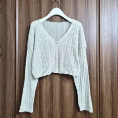 クロップドニットカーディガン アイボリー