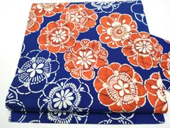 平和屋着物●九寸名古屋帯　藍　型染め　舞花文　金彩　正絹　逸品　CABE4656hy