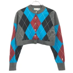 nagonstans ナゴンスタンス 24SS argyle spring cotton  knit college cardigan クロップドアーガイルニットカーディガン 470HS170-1210 ミックスカラー M