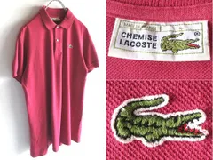 希少 フランス製 70s-80sビンテージ LACOSTE ラコステ 5191L ワニロゴワッペン 鹿の子 ポロシャツ 4 ライトワイン フレラコ