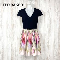 TED BAKER ひざ丈ワンピース フラワープリント ダークグレー 2 M