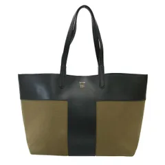 TOM FORD トム フォード キャンバスレザー トートバッグ  カーキ×ブラックのサムネイル