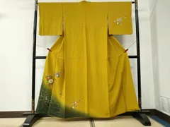 平和屋着物●訪問着　総刺繍　駒刺繍　花車　牡丹　暈し染め　金糸　正絹　逸品　CABE2639yc