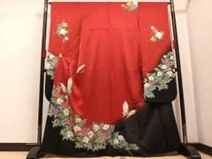 振袖と長襦袢 赤地 扇面 藤の花 - メルカリ