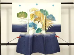 平和屋着物[]お宮参り　男の子　祝着　産着　初着　のしめ　刺繍　鷹　鷲　松文　暈し染め　金彩　DABC5356ma
