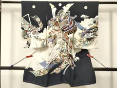 平和屋着物[]お宮参り　男の子　祝着　産着　初着　のしめ　龍　兜　几帳吉祥花鳥文　暈し染め　金銀彩　逸品　未使用　DABC5358ma