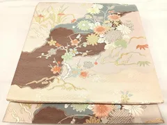 平和屋着物◎六通柄袋帯　唐織　道長草花御所解文　金糸　正絹　逸品　AABI0991yx 平和屋着物◎六通柄袋帯 唐織 道長草花御所解文 金糸 正絹 逸品