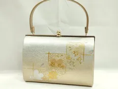平和屋着物▼和装小物　和装バッグ　ハンドバッグ　草花文　金銀彩　逸品　CABD8754ju