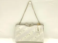 平和屋着物▼和装小物　和装バッグ　ハンドバッグ　ビーズバッグ　手刺繍　斜縞　孔雀羽　ラインストーン　逸品　AABH6665ay