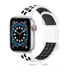 【新品】 コンパチブル Apple Watch バンド, スポーツベルトシリコン 多空気穴通気性 防汗アップルウォッチバンドコンパチブル iWatch SE ，Series 6//5/4/3/2/1に対応 (38MM/40MM, 白/黒)