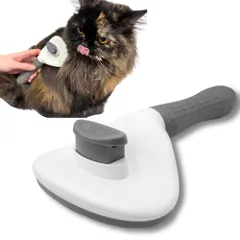 モフプッシュブラシ｜犬猫用 ペットブラシ 抜け毛対策 マッサージ効果も得られるスリッカーブラシ 