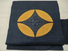 平和屋着物◎九寸名古屋帯　紬地　切り嵌め　刺し子　吉祥文　正絹　逸品　CABF5864oy