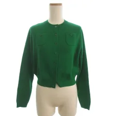 キャバン CABaN 美品 カーディガン ニット 長袖 ポケット クルーネック カシミヤ混 緑 グリーン XS