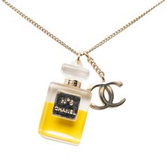 샤넬 코코 마크 No.5 퍼퓸 병 모티브 체인 펜던트 목걸이 09A 골드 도금 플라스틱 여성 CHANEL [1-0262296]
