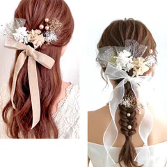 選べるリボン  洋装　和装　お花　㊷ チュールリボンピン　ヘアアクセサリー