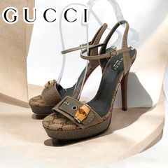 未使用 ✨️GUCCI GGキャンバスホースビットミュール レザーサンダル