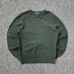 トミーヒルフィガー ダークグリーン Vネック ニット S