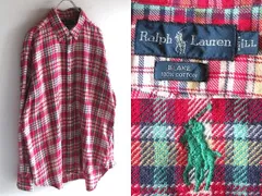 希少 90s-00sビンテージ Ralph Lauren ラルフローレン BLAKE ポロポニーロゴ刺繍 チェックシャツ ネルシャツ BDシャツ LL XL 大きいサイズ