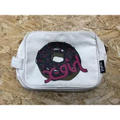 古着 X-girl エックスガール レディース ポーチ ドーナッツプリント ロゴプリント かばん カバン バッグ オフホワイト×ピンク×パープルなど