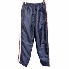 【中古】[印象AB] ONSIDE by PERSON'S パーソンズ パンツ メンズ M ネイビー 紺×赤×白 ポリ100% 前立て無し（ファスナーなど無し） テーパード ロゴプリント 裏地付きのサムネイル