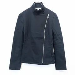 【中古】[印象B] MK KLEIN＋ ミッシェルクラン レディース 38 ネイビー 紺 綿×ポリウレタン ライダースジャケット ブルゾン 裏地無し 無地 ストレッチ 長袖のサムネイル